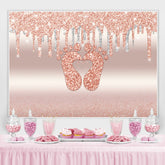 Lofaris Glitter Pink Little Feet Backdrop Baby Shower For Girl